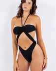 One Piece Open Cutout Front Panel with Halter Neck