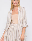 Love Tree Linen Woven Striped Blazer