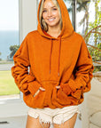 BiBi Ruched Long Sleeve Washed Fleece Hoodie