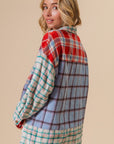 BiBi Color Block Plaid Button Down Shirt