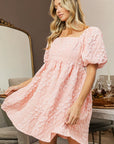 BiBi Flower Square Neck Puff Sleeve Dress