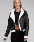 Plush Teddy Trimmed PU Jacket