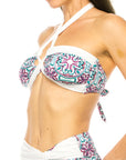 Two Piece Floral Prints Criss Cross Halter Bikini