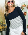 e Luna PLUS Solid Striped Colorblock Top