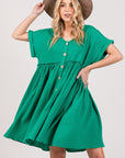 SAGE + FIG Full Size Button Up Short Sleeve Dress