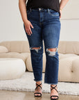 RFM Crop Dylan Full Size Tummy Control Distressed High Waist Raw Hem Jeans