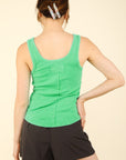 VERY J Washed Ribbed Tank with Placket Detail