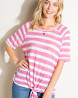 e Luna Striped Front Tie Top