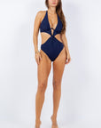 One Piece Bathing Suit Open Top with Cut Out Waist