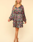 Haptics V-Neck Satin Floral Layered Dress