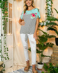 e Luna PLUS Striped Floral Mixed Top