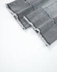 Denim Raw Hem Drawstring Wide Leg Pants