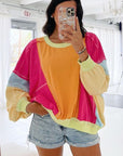 Plus Size Colorblock Patchwork Exposed Sweatshirt