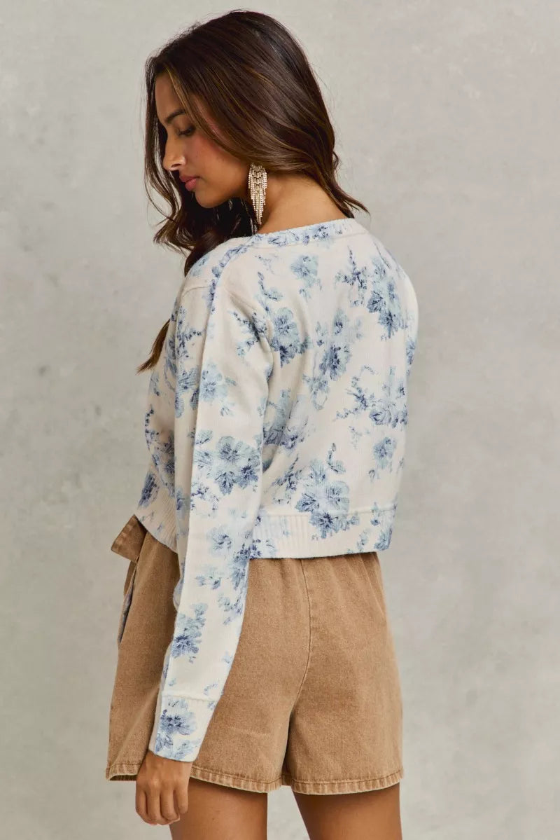 SO ME | Vintage Floral Button-Down Sweater Cardigan