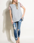 e Luna Solid Jersey Sequin Top