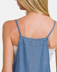 Zenana Washed Adjustable Strap Wide Leg Denim Overalls