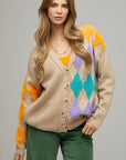 Davi & Dani Plus V-Neck Button Front Cardigan - Online Only