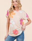 BOMBOM Floral Short Sleeve T-Shirt