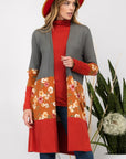 Celeste Full Size Floral Color Block Open Front Cardigan