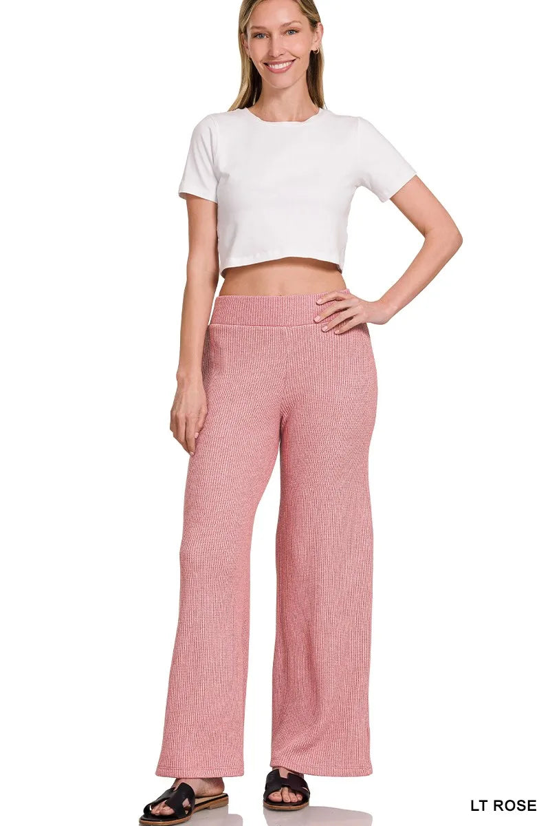 Zenana Sweater Boxy Top & Long Pants Set in Rose