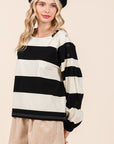 Mittoshop Striped Snap Shoulder Long Sleeve T-Shirt