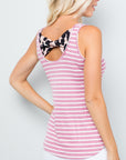 Celeste Full Size Backside Bow Tie Striped Tank