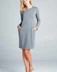 e Luna Solid Terry Classic Shift Dress