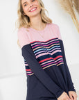 e Luna Solid Striped Mix Colorblock Top