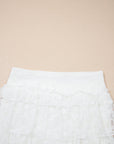 Sheer Lace Ruffle Tiered High-Low Skirt