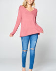 e Luna Solid Light Knit V-Neck Sweater