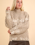 VERY J Christmas Element Mock Neck Long Sleeve Sweater