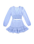 Lilou Lace Trimmed Smocking Blouse & Skirt Set