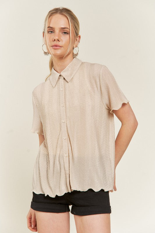 Jade By Jane Textured Button Down Shirt PLUS