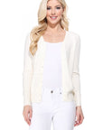 MAK Women's V-Neck Button Down Knit Cardigan Sweater