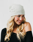 Cable Rolled Edge Cashmere Beanie