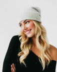 Cable Rolled Edge Cashmere Beanie