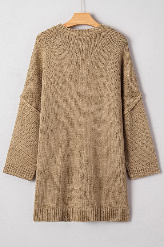 Solid Slouchy Drop Shoulder Sweater Dress