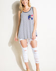 e Luna Striped Floral Mix Tank