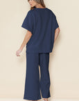 Women Textured T Shirt and Drawstring Pants Set