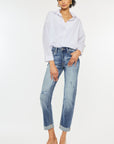 Kancan High Rise Cuffed Straight Jeans