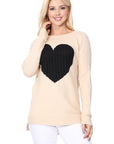 Cozy Heart Jacquard Round Neck Pullover Sweater