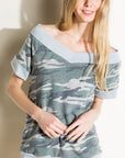 e Luna French Terry Camouflage Print Top