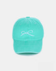 Zenana Bow Embroidered Washed Cotton Caps