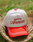 Kiss me I'm American - Red Vintage Trucker Hat - My Pampered Life Seattle