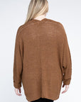 Eesome Plus Size Ribbed Knit Open Front Cardigan