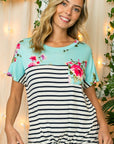 e Luna PLUS Striped Floral Mixed Top