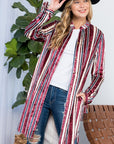 e Luna Striped Velvet Long Cardigan