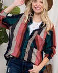 e Luna PLUS Cozy Stripe Button Down Shacket