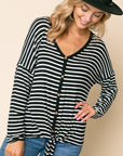 e Luna Striped Button Down Top