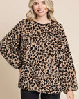 Culture Code Leopard Faux Fur Round Neck Top